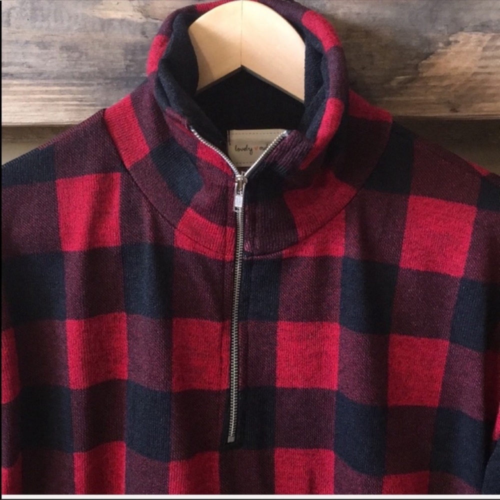 Plaid Front Half Zip Pullover - Picture 6 of 10